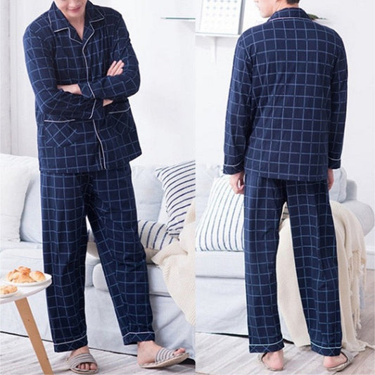 Pijadore - Set Pyjama Homme Grande Taille, Manches Longues, Bleu